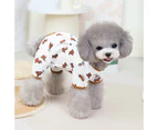 Pet Clothes Soft Durable Hemming Cartoon Pictures Comfortable Little Bear Print Keep Warm Wrap Belly Four Leggings Pet Costume for Teddy - White