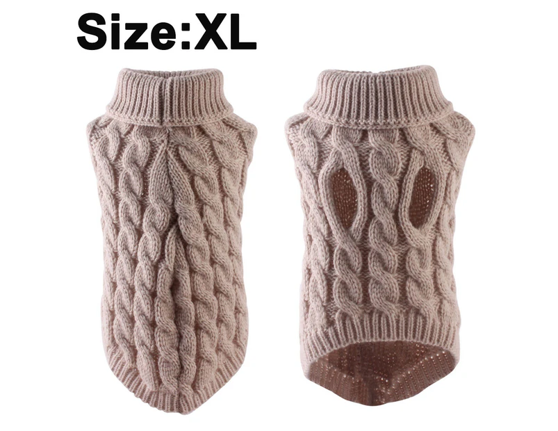 Dog Turtleneck Sweater Autumn Winter Knitted Pet Puppy Clothes Thick Warm Vest Jacket-XL
