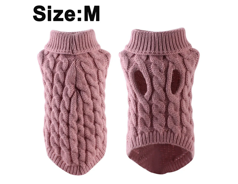 Dog Turtleneck Sweater Autumn Winter Knitted Pet Puppy Clothes Thick Warm Vest Jacket-M