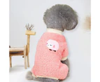 Pet Clothes Contrasting Threaded Edge Cartoon Pictures Soft Comfortable Little Sheep Print Keep Warm Flannel Four Leggings Pet Costume for Winter - Pink