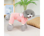 Pet Clothes Contrasting Threaded Edge Cartoon Pictures Soft Comfortable Little Sheep Print Keep Warm Flannel Four Leggings Pet Costume for Winter - Pink