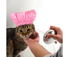 Pet Shower Cap Super Elastic Band Waterproof Ultra-Light Easy-wearing Keep Ear Dry Non-woven Fabric Pet Shower Cap Ear Prevention Cover Guard Pet Supplies - Rose Red
