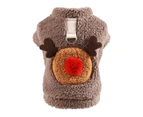 Pet Sweater with Tow Ring Cartoon Soft Comfortable Washable Keep Warm Polyester Christmas Elk Pet Costume for Autumn - Coffee