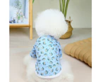 Pet Coat Durable Hemming Washable Soft Comfortable Lightweight Keep Warm Polyester Cotton Floral Print Pet Clothes for Autumn - Blue