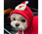 Pet Clothes Drawstring Cute Shape Soft Funny Comfortable Dress Up Polyester Santa Claus Dog Clothes Hoodie for Winter - Red