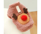Pet Sweater with Tow Ring Cartoon Soft Comfortable Washable Keep Warm Polyester Christmas Elk Pet Costume for Autumn - Pink