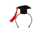 Pet Graduation Cap Tassel Design Super Easy-wearing Friendly to Skin Ultra-Light Dress Up Felt Cat Graduation Headdress Hair Hoop Collar Ornament - Red