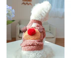 Pet Sweater with Tow Ring Cartoon Soft Comfortable Washable Keep Warm Polyester Christmas Elk Pet Costume for Autumn - Pink