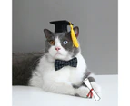Pet Graduation Cap Tassel Design Super Easy-wearing Friendly to Skin Ultra-Light Dress Up Felt Cat Graduation Headdress Hair Hoop Collar Ornament - Yellow