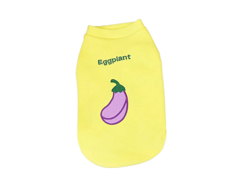 Pet Clothes Bouncy Printing Soft Comfortable Rural Style Keep Warm Polyester Eggplant Pattern Dog Pajamas for Indoor - Yellow