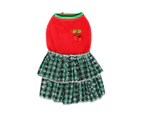 Pet Christmas Clothes Soft Double-sided Fleece Comfortable Thickened Santa Claus Keep Warm Gifts Print Christmas Festival Pet Skirt for Teddy - Green