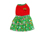 Pet Christmas Clothes Soft Double-sided Fleece Comfortable Thickened Santa Claus Keep Warm Gifts Print Christmas Festival Pet Skirt for Teddy - Light Green