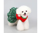 Pet Christmas Clothes Soft Double-sided Fleece Comfortable Thickened Santa Claus Keep Warm Gifts Print Christmas Festival Pet Skirt for Teddy - Green
