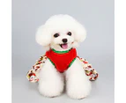 Pet Christmas Clothes Soft Double-sided Fleece Comfortable Thickened Santa Claus Keep Warm Gifts Print Christmas Festival Pet Skirt for Teddy - Beige