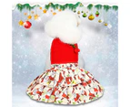 Pet Christmas Clothes Soft Double-sided Fleece Comfortable Thickened Santa Claus Keep Warm Gifts Print Christmas Festival Pet Skirt for Teddy - Beige