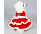 Pet Clothes Fur Collar Cake Design Soft Comfortable Attractive Photograph Prop Fleece Christmas Festival Pet Skirt for Autumn - Red