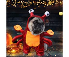Pet Clothes Fastener Tape Soft Upright Crab Shape Attractive Eye-catching Dress Up Cloth Halloween Dog Transform Clothes for Party - Red