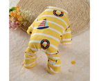 Pet Pajamas Soft Printing High Elasticity Comfortable One Piece Keep Warm Polyester Stripe Print Pet Romper for Indoor - Yellow