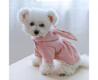 Dog Trench Coat Cute Bunny Ears Printed Patchwork Forefeet Hooded Autumn Winter Solid Color Buttons Pet Puppy Dress for Outdoor - Pink