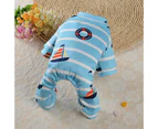 Pet Pajamas Soft Printing High Elasticity Comfortable One Piece Keep Warm Polyester Stripe Print Pet Romper for Indoor - Blue