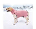 Pet Jacket Elastic High Neckline Hemming Adjustment Buckle Comfort Keep Warm Fleece Warrior Style Pet Apparel Jacket for Winter - Pink