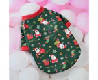 Pet Coat Easy-wearing Soft Cardigan Padded Cute Christmas Print Pet Jacket Costume for Christmas - Green