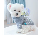 Pet Sweater Stripe Pattern Super Non-Fading Machine Washable Wear Resistant Keep Warm Polyester Pet Pullover Sweater Dog Winter Warm Clothing Pet Supplies - Grey