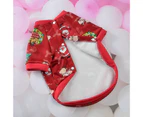Pet Coat Easy-wearing Soft Cardigan Padded Cute Christmas Print Pet Jacket Costume for Christmas - Red