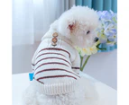 Pet Sweater Stripe Pattern Super Non-Fading Machine Washable Wear Resistant Keep Warm Polyester Pet Pullover Sweater Dog Winter Warm Clothing Pet Supplies - Beige