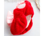 Pet Clothes Comfortable Elastic Keep Warm Soft Inner Lining Universal Bottoming Shirt Accessory Cotton Sweet Ladylike Dog Dress for Outdoor - Red