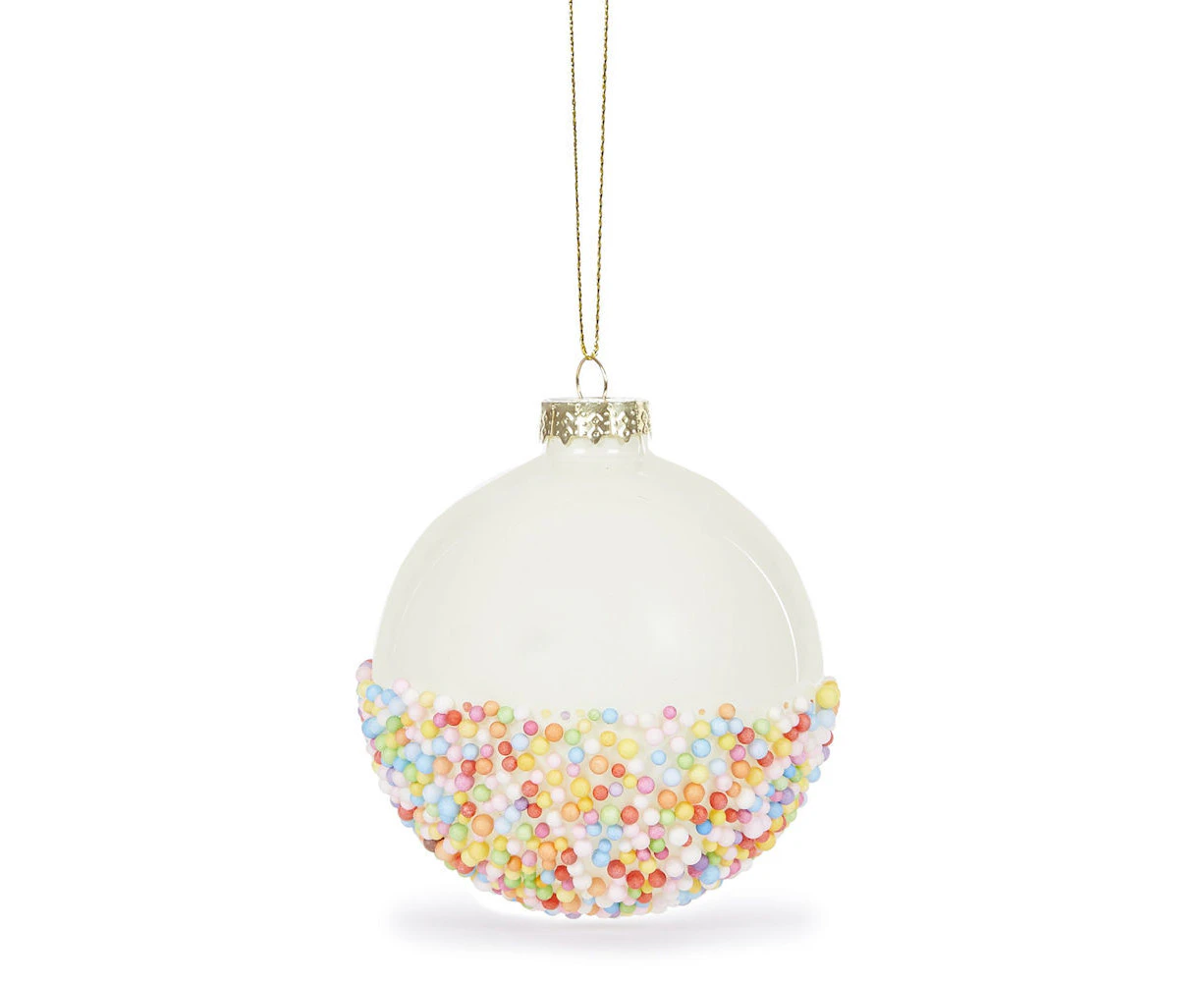 Sprinkles Bauble 8cm - White