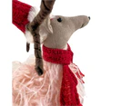 Medium Pink Reindeer with Scarf Blush 27cm - Pink