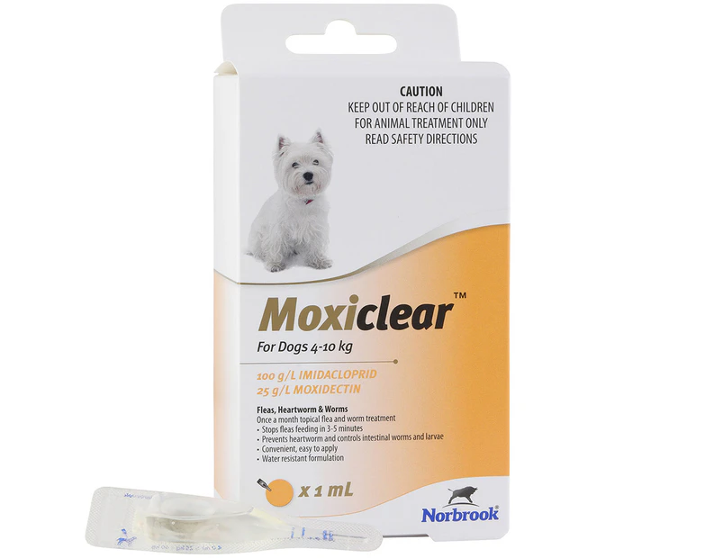 Moxiclear Fleas & Worms Treatment for Dogs 4-10kg Yellow 6 Pack