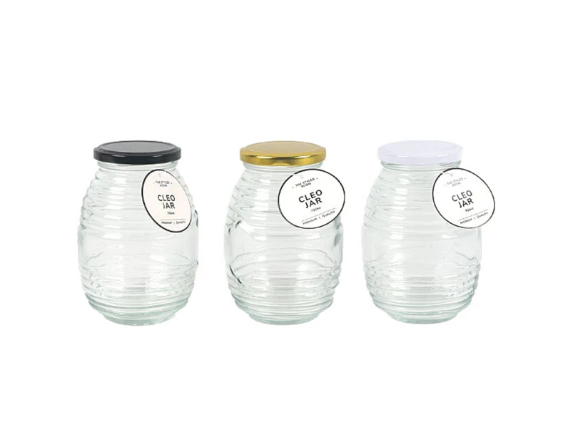 48 x GLASS FOOD STORAGE JARS 750mL | Kitchen Canister Containers Mason Sauces Vintage Style Pantry Container with Black Metal Lid Food Storage Jar