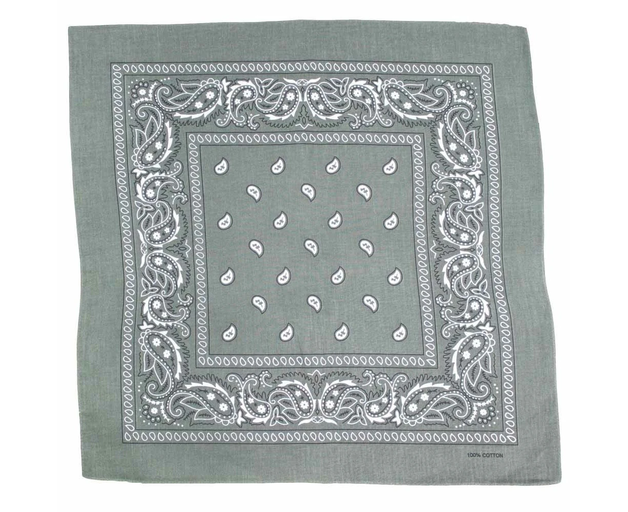 Bandana Green Modern Paisley 1pce 54cm 100% Cotton Head Wrap Scarf