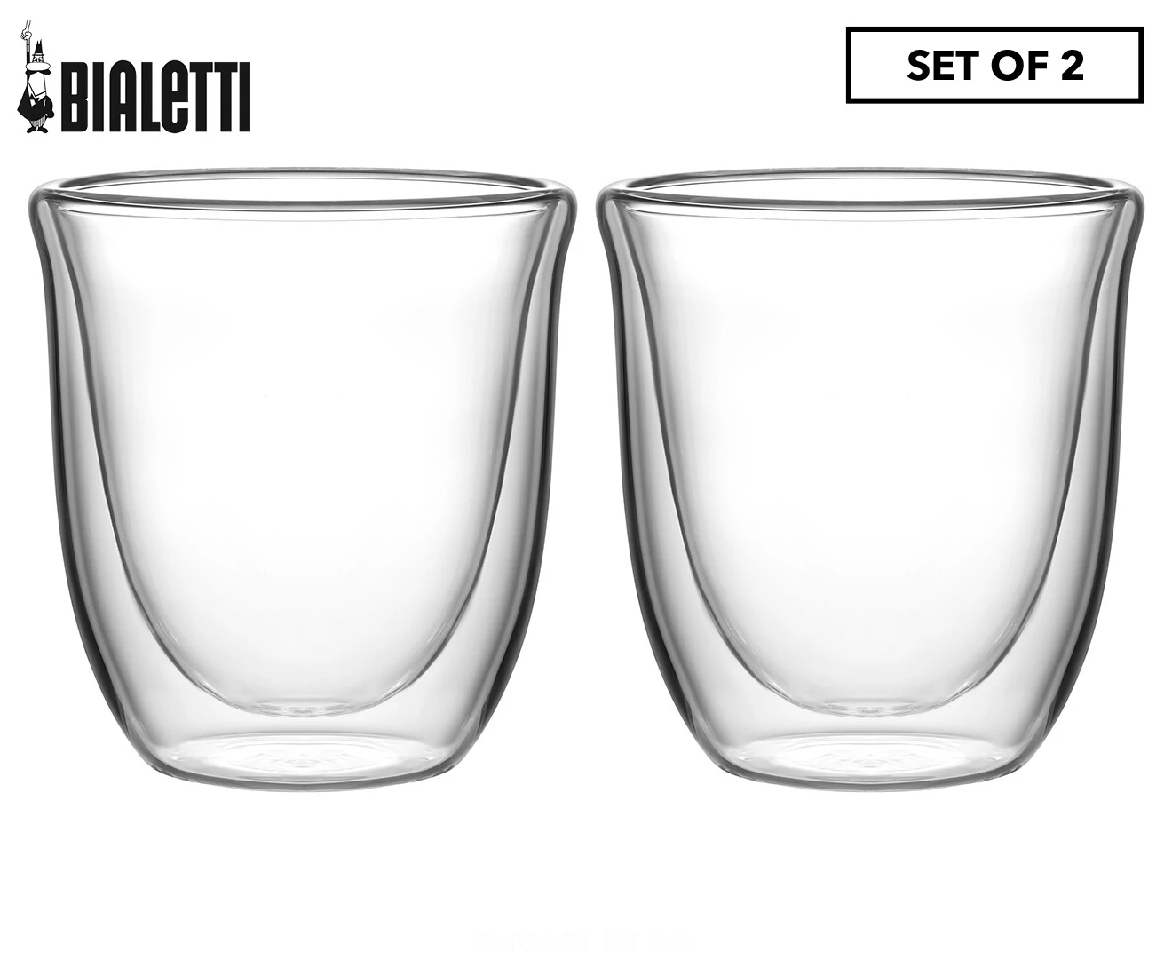 Set of 2 Bialetti 200mL Firenze Double Walled Glasses