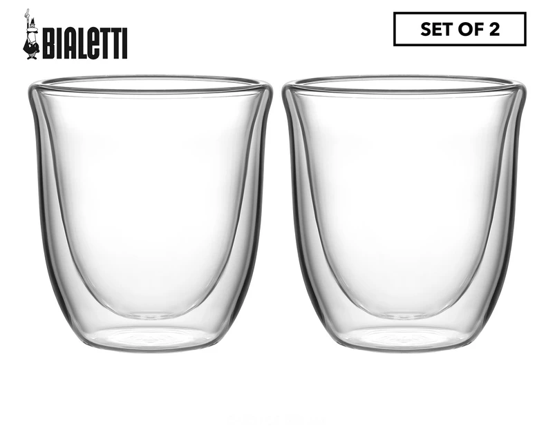 Set of 2 Bialetti 200mL Firenze Double Walled Glasses