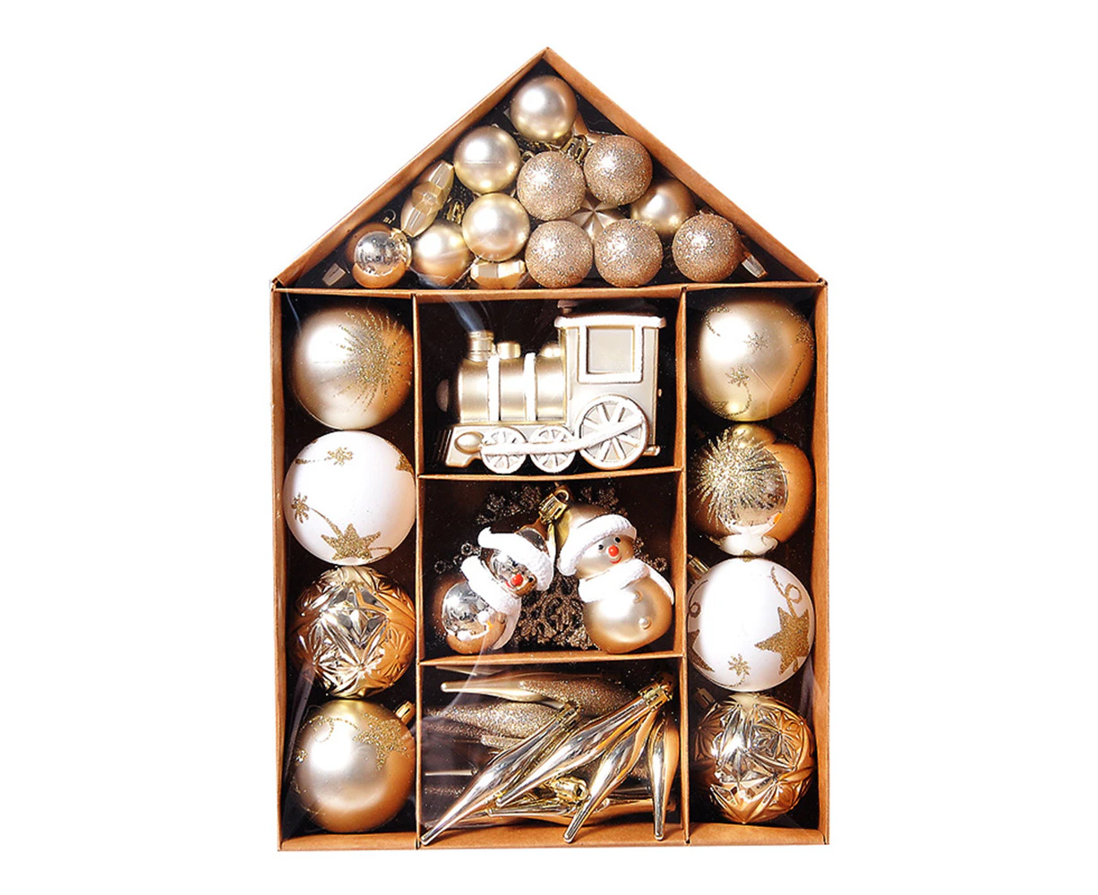 70Pcs Christmas Ball Ornaments Christmas Tree Decorations Party Decorations-White&Gold