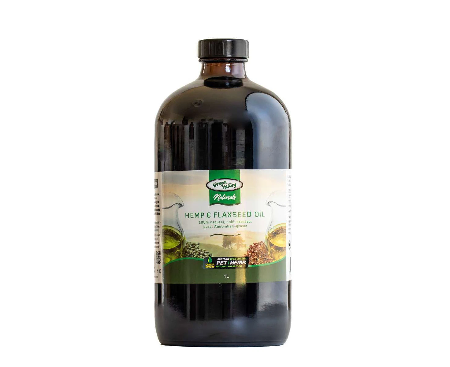 Green Valley Naturals Pure Australian Hemp & Flaxseed Oil for Pets & Horses - 1 Litre