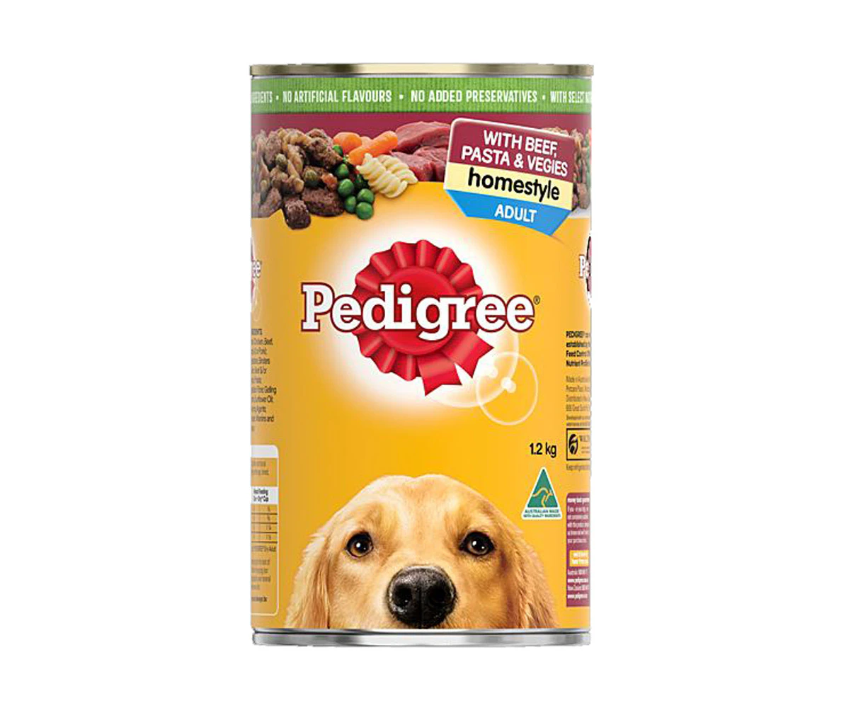 Pedigree Adult Homestyle Wet Dog Food Beef Pasta & Vegies 12 x 1.2kg