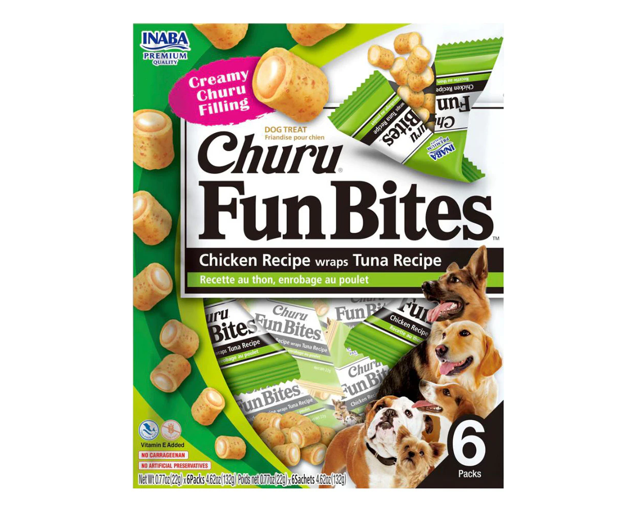 Inaba Churu Fun Bites Chicken Wraps Tuna Recipe Dog Treat 6 x 132g