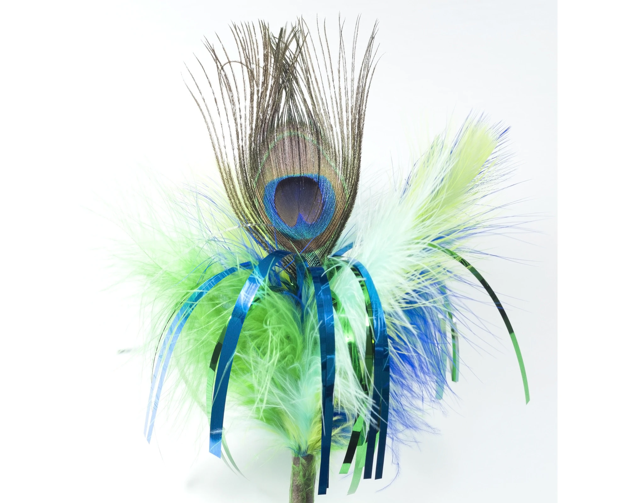 Go Cat Feather Cat Teaser Toy - Peacock Sparkler with Short Wand