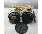 Portable Flower Hollow Metal Mosquito Incense Coil Holder Burner Box Container-Wine Red