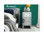 Bedside Table Mirrored Cabinet Nightstand Side End Table Drawers - Silver