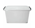 5 x HEAVY DUTY UTILITY STORAGE BINS 55L Stackable Plastic Storage Tub Container Clear Large Storage Box Tote Bin Boxes Bins With Durable Clip on Lid