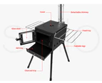 Moyasu Camping Oven Camp Stove Portable Caravan Cooker Burner Outdoor Chimney - Black