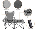 2 in 1 Foldable Lightweight Folding Reclining Camping Lounge Chair Outdoor