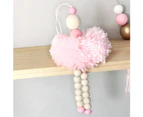 Nordic Lovely Plush Wood Beads Wall Hanging Decor Kids Room Ornament Photo Prop Pink