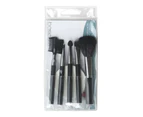 Basicare 5-Piece Cosmetic Application Brush Set - Black