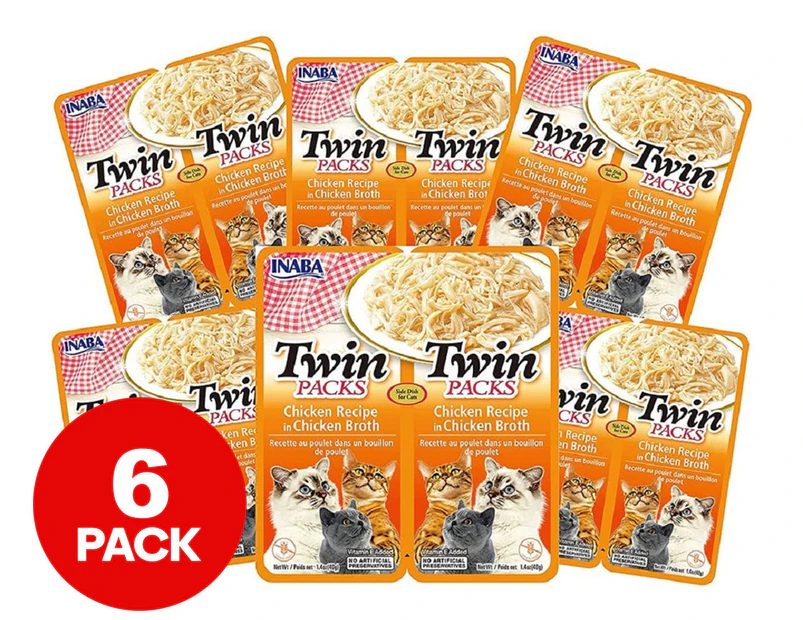 6 x 2pk Inaba Twin Packs Wet Cat Food Chicken Recipe In Chicken Broth 80g